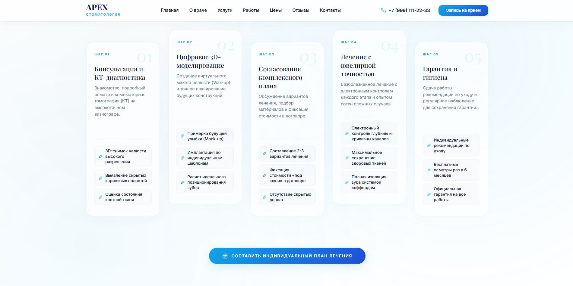 Кейс «Сайт стоматологии APEX» — промежуточный этап реализации